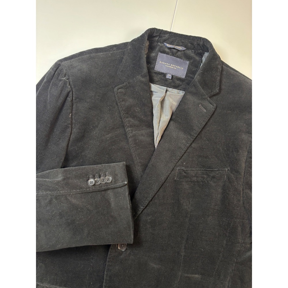 Banana Republic Corduroy Blazer Mens 44R Black Tailored Fit Stretch Sport Coat